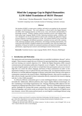 PDF Document Cover - WOKIE: LLM-Aided Translation of SKOS Thesauri for Multilingual Digital Humanities