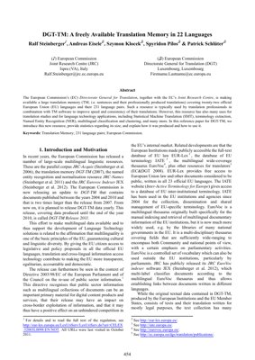 PDF Document Cover - DGT-TM: A Large-Scale Multilingual Translation Memory from the European Commission