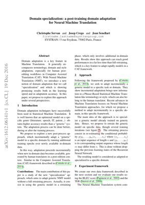 PDF Document Cover - Domain Specialization: A Post-Training Adaptation Approach for Neural Machine Translation
